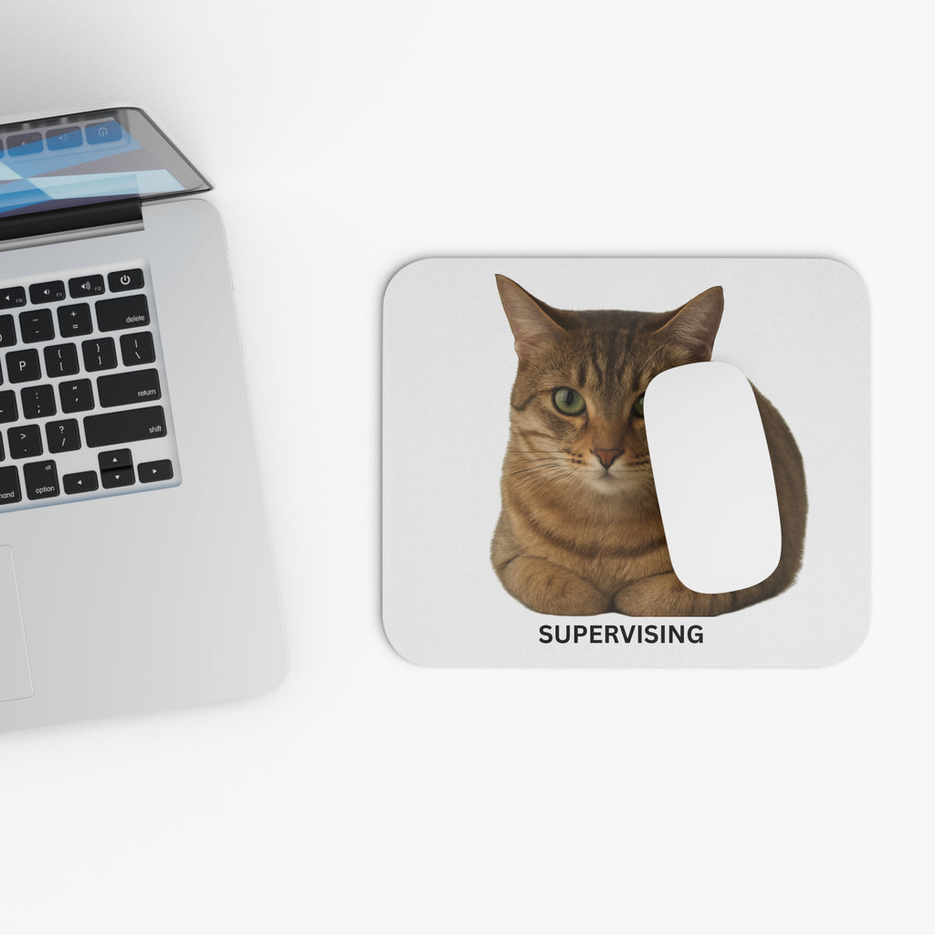 Cat Mouse Pad "Supervising" Cute Tabby Cat Desk Mat