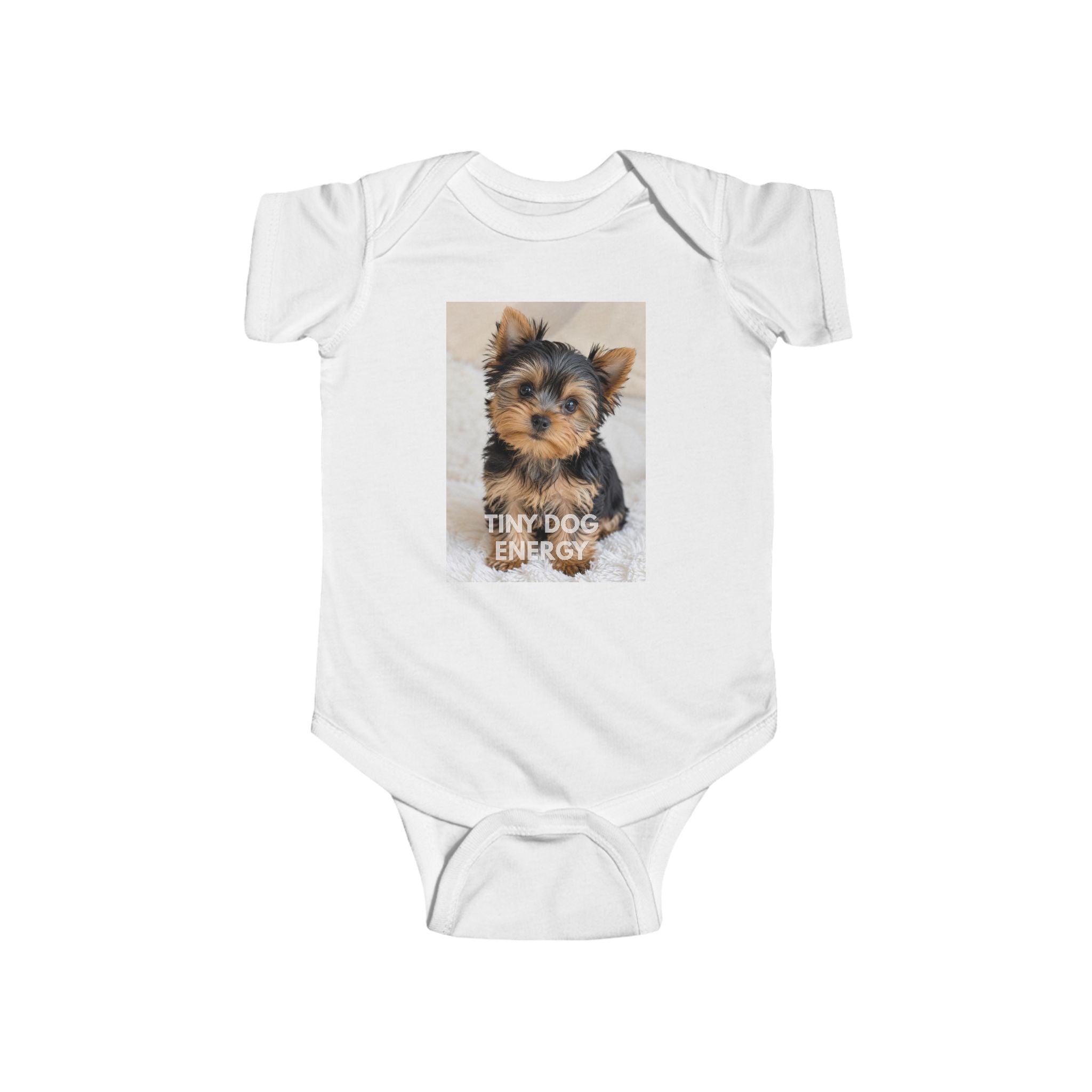 Infant Bodysuit - Cute Yorkie 'Tiny Dog Energy' Baby Onesie