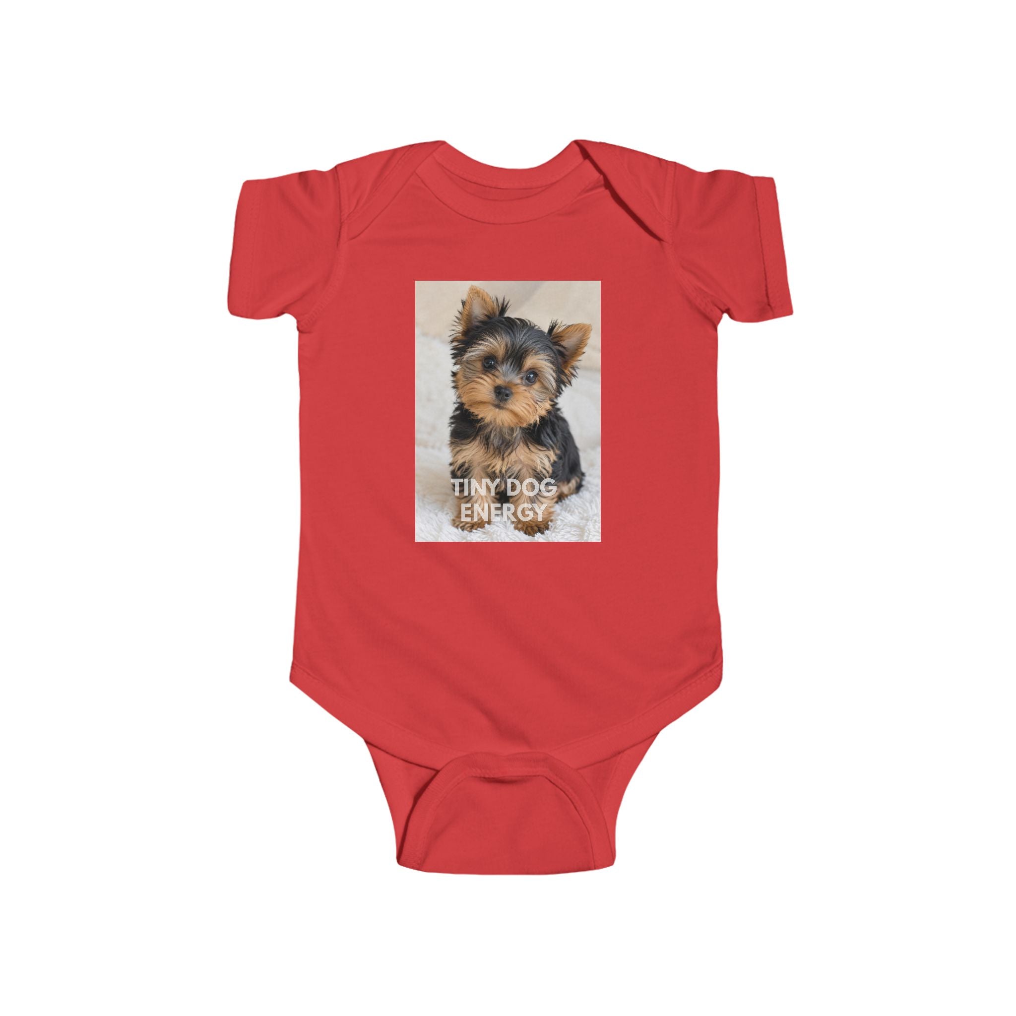Infant Bodysuit - Cute Yorkie 'Tiny Dog Energy' Baby Onesie