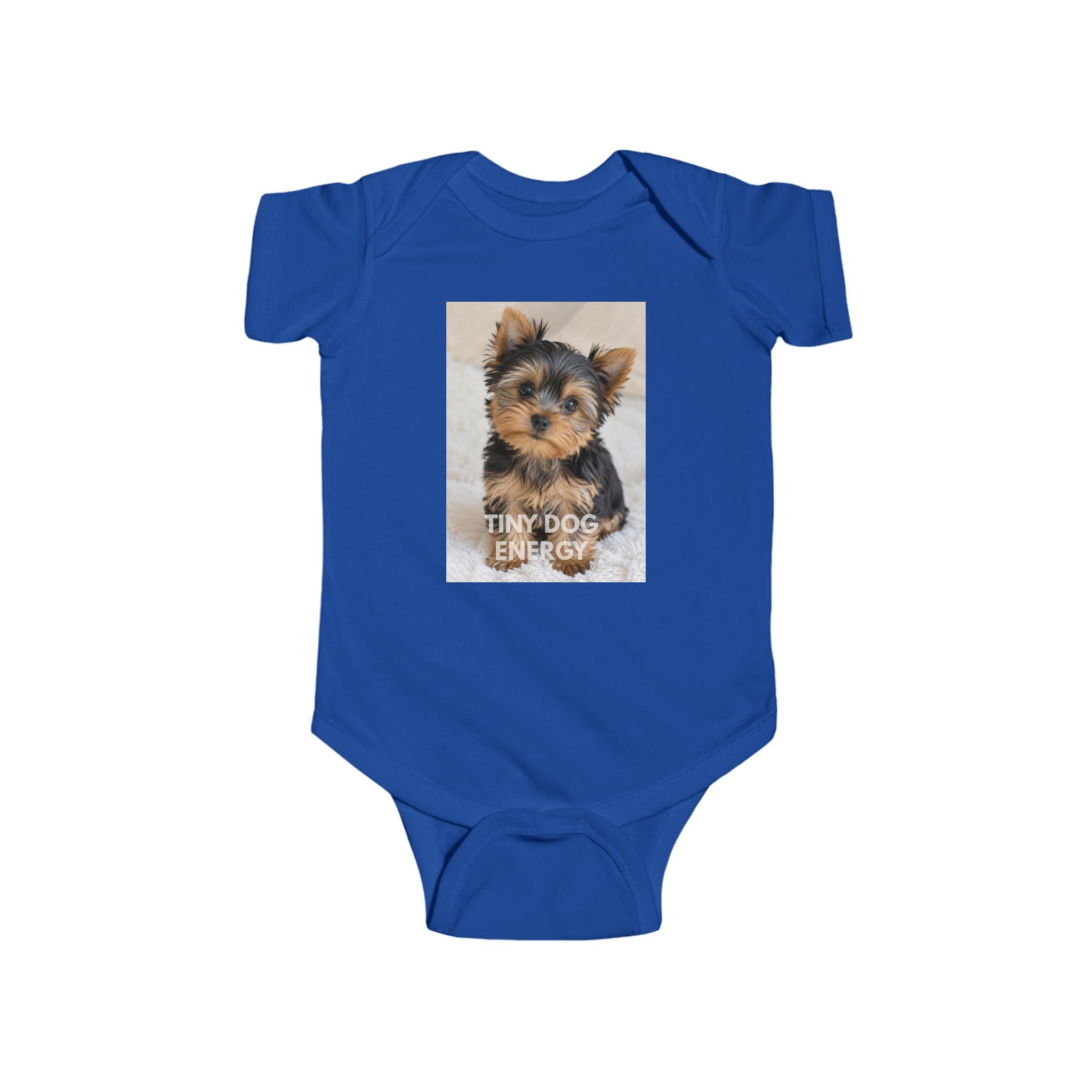 Infant Bodysuit - Cute Yorkie 'Tiny Dog Energy' Baby Onesie