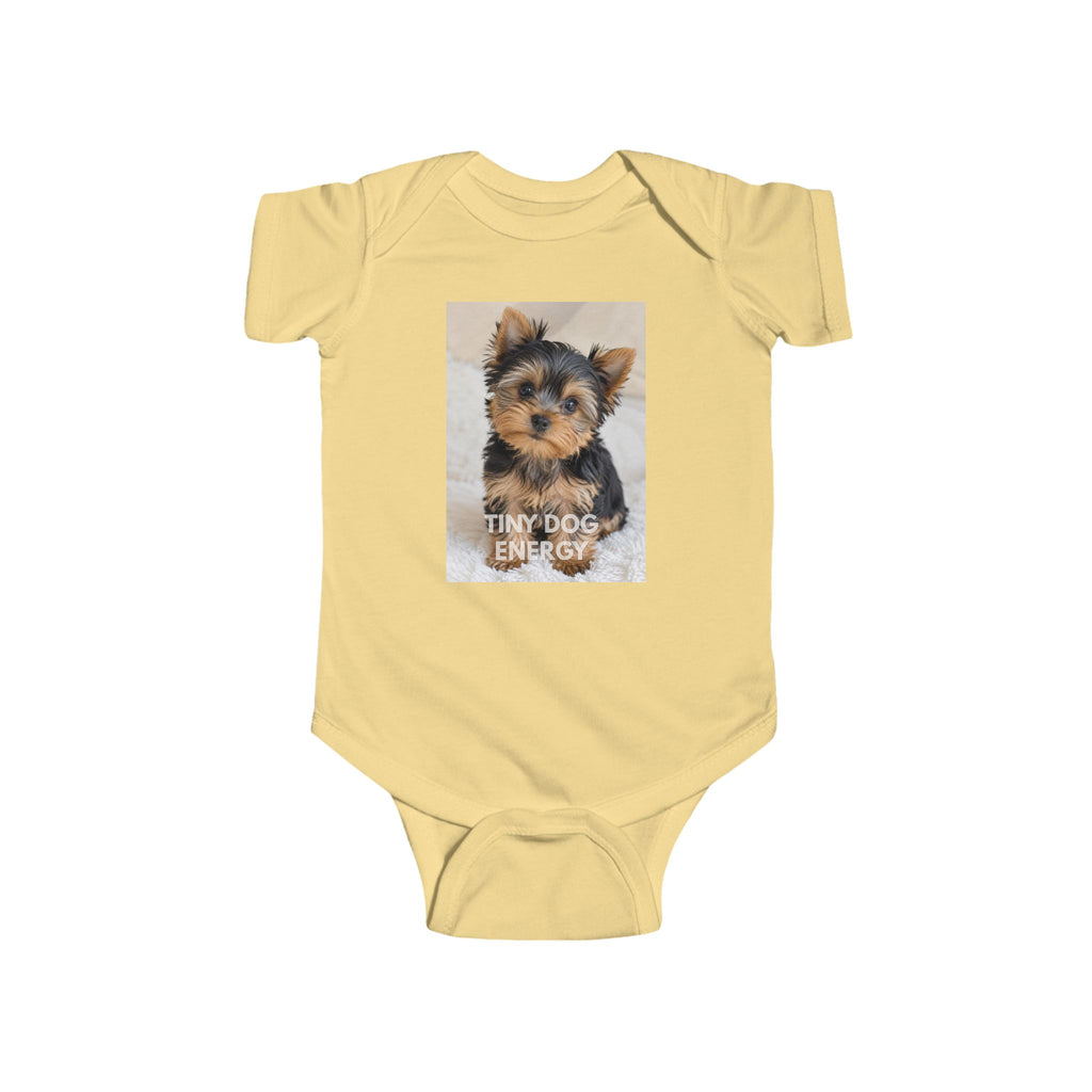 Infant Bodysuit - Cute Yorkie 'Tiny Dog Energy' Baby Onesie