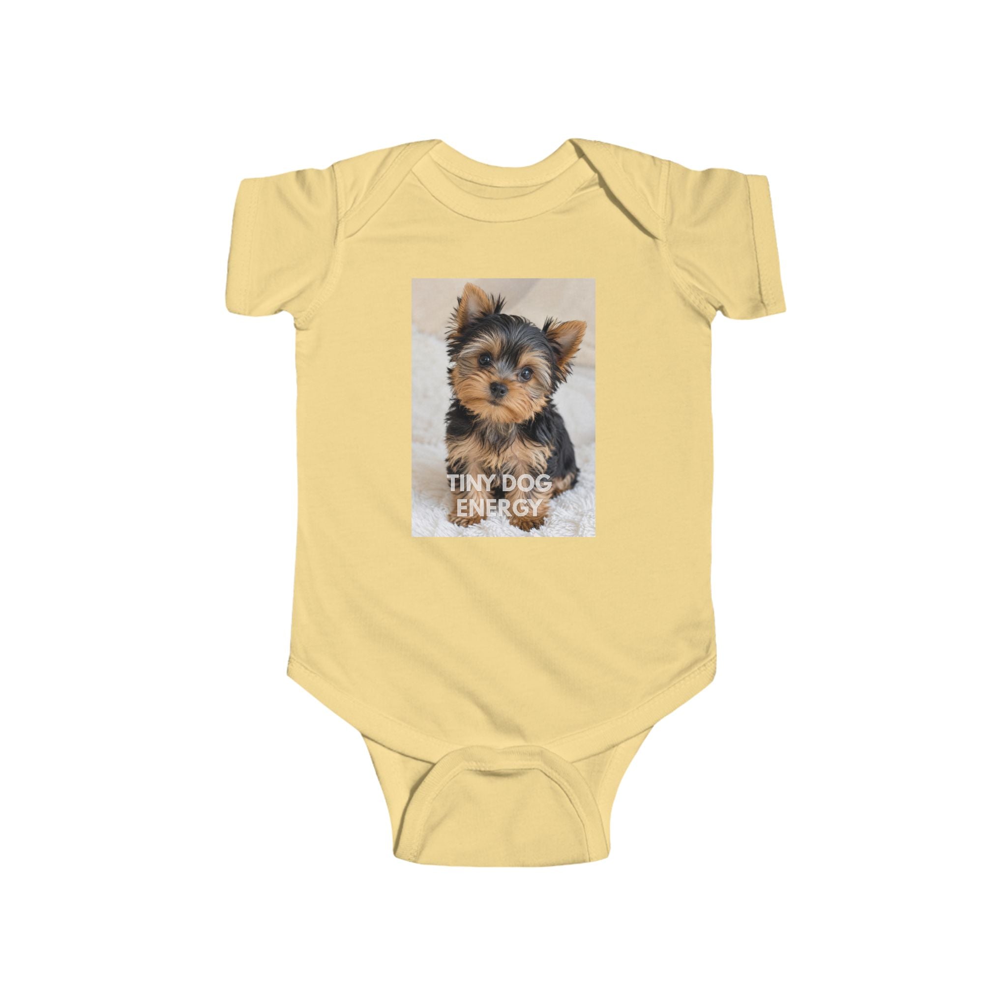 Infant Bodysuit - Cute Yorkie 'Tiny Dog Energy' Baby Onesie