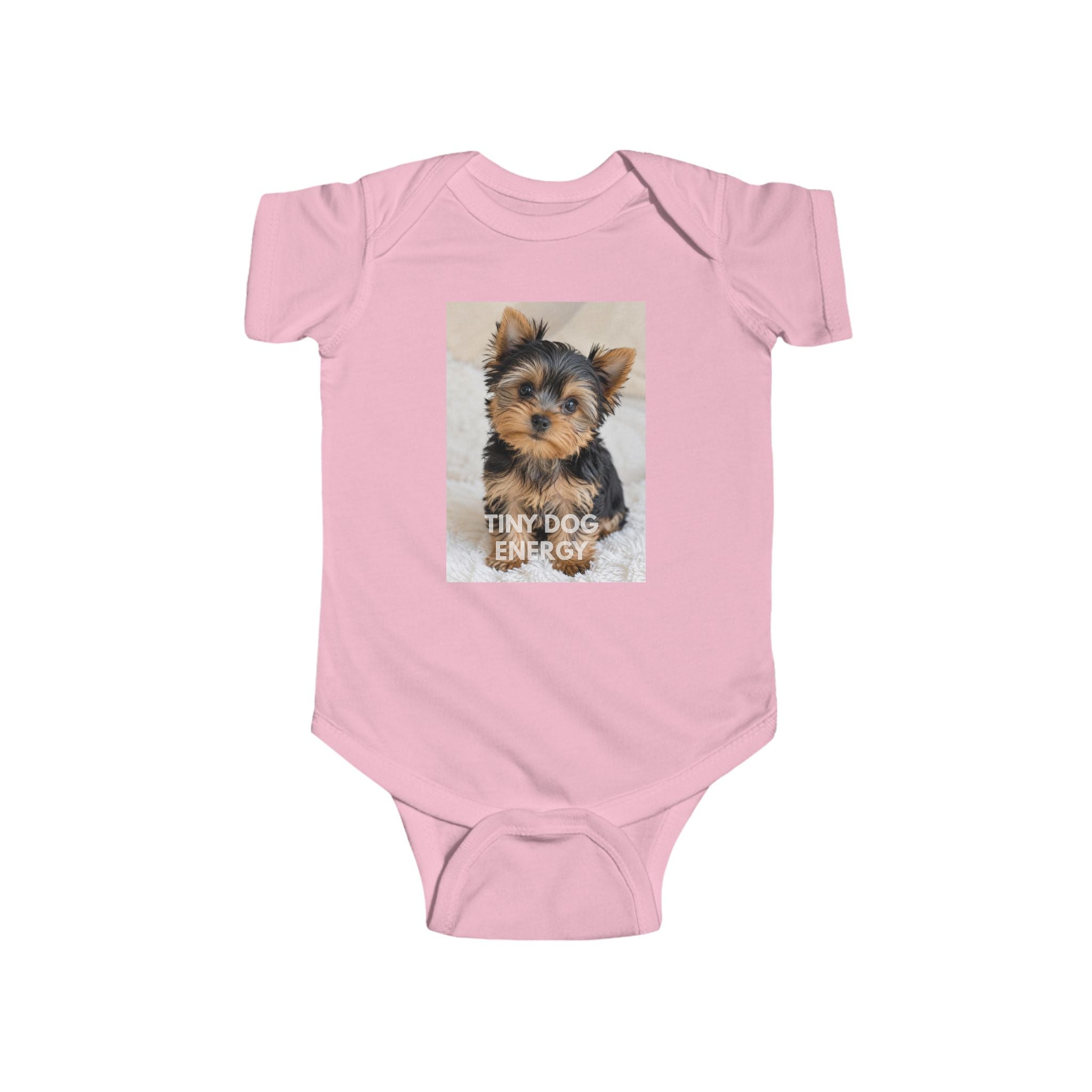 Infant Bodysuit - Cute Yorkie 'Tiny Dog Energy' Baby Onesie