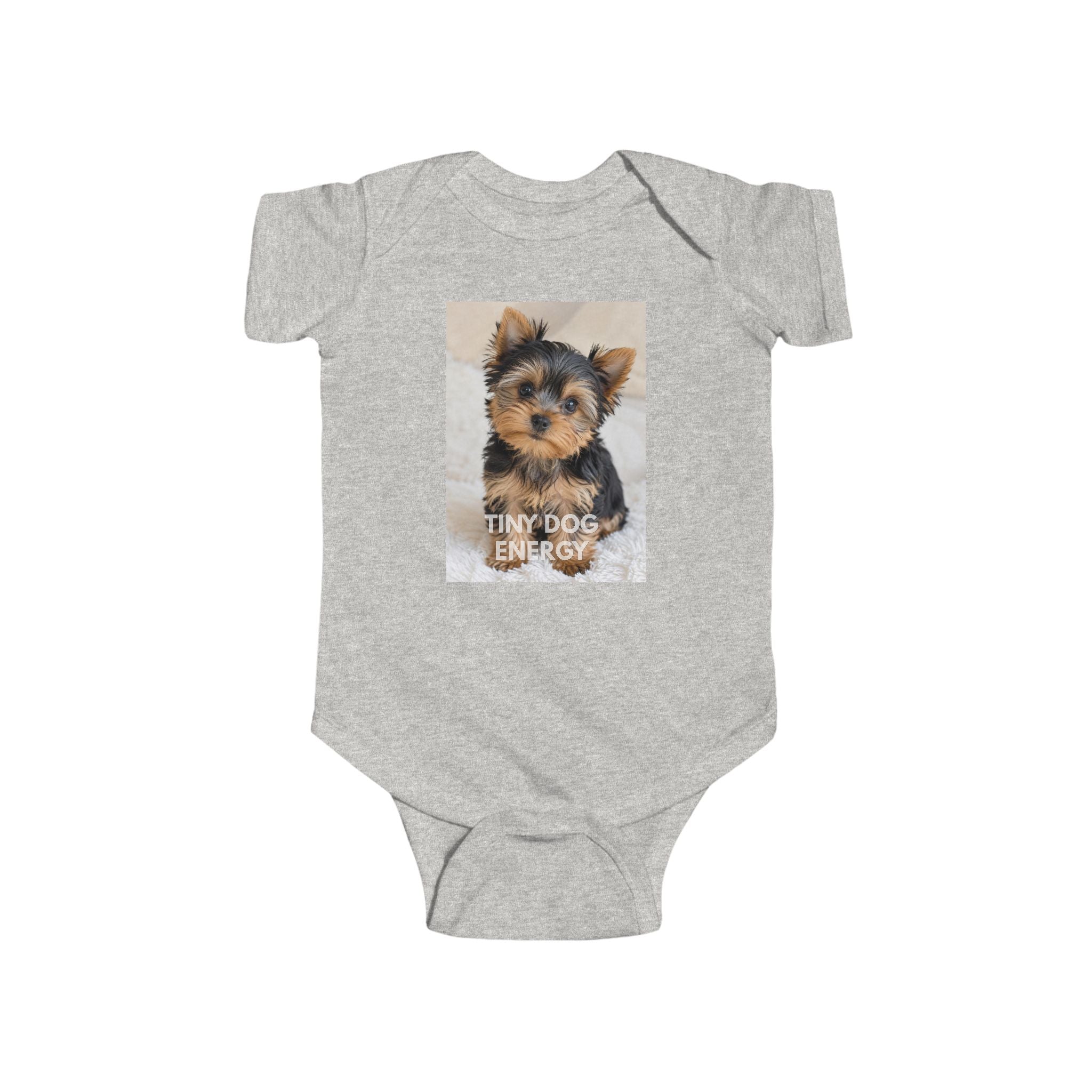 Infant Bodysuit - Cute Yorkie 'Tiny Dog Energy' Baby Onesie