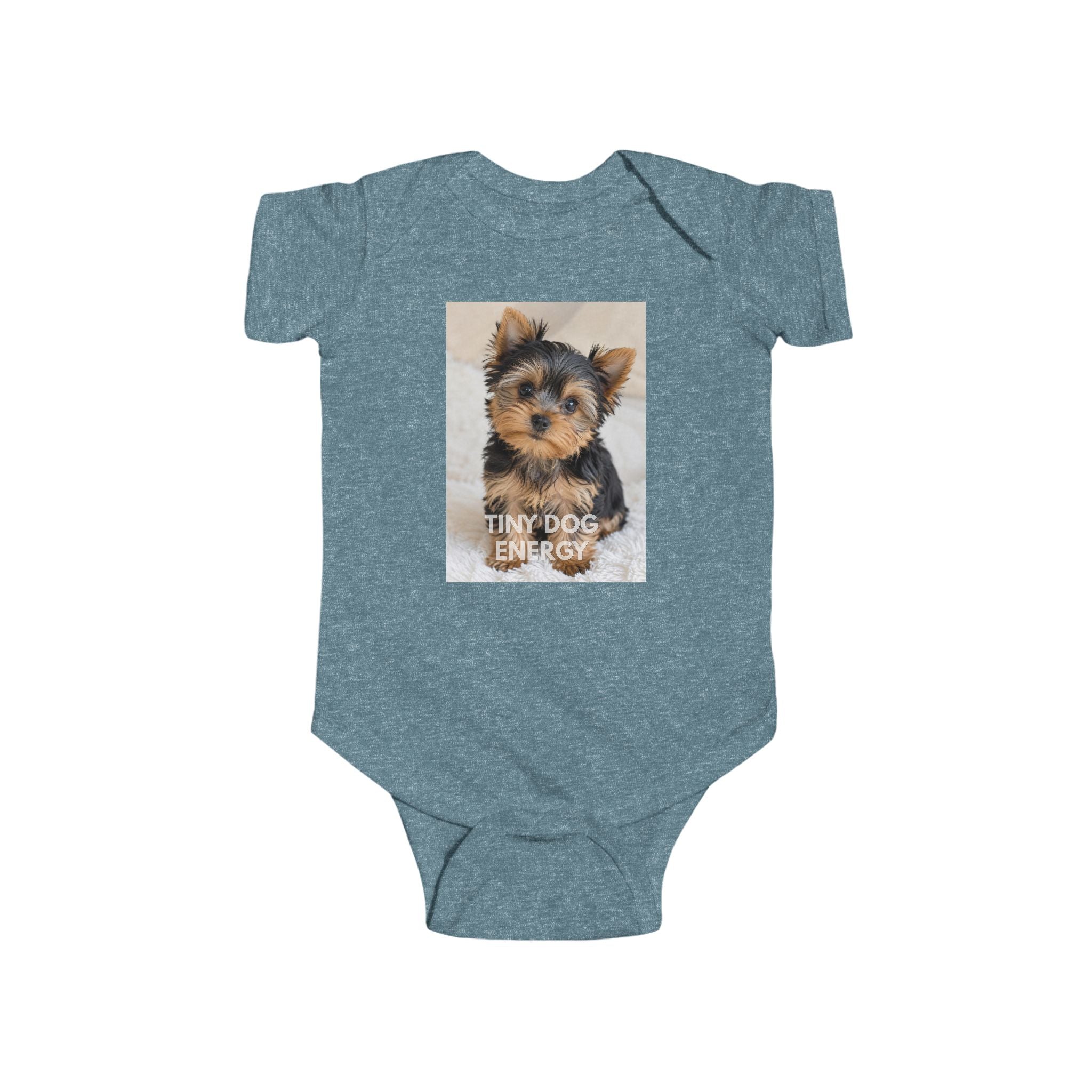 Infant Bodysuit - Cute Yorkie 'Tiny Dog Energy' Baby Onesie