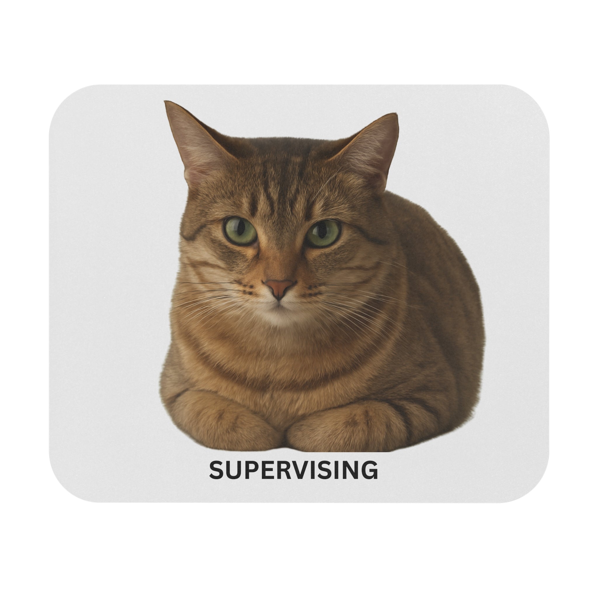Cat Mouse Pad "Supervising" Cute Tabby Cat Desk Mat