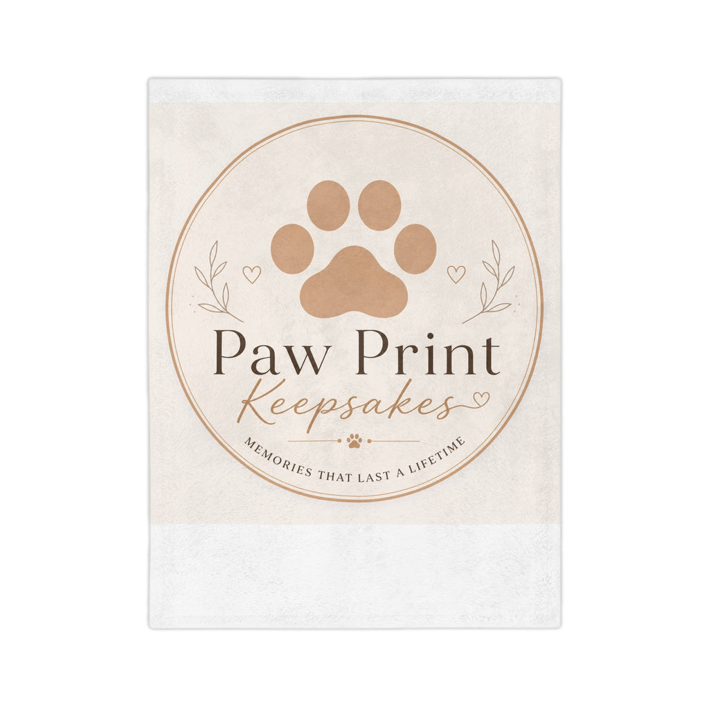 Paw Print Keepsakes Velveteen Microfiber Blanket — Pet Memorial Throw